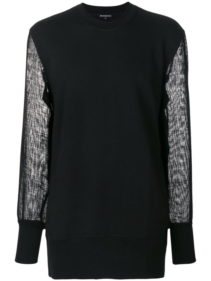 Ann Demeulemeester Sheer Sleeve Sweatshirt - Black