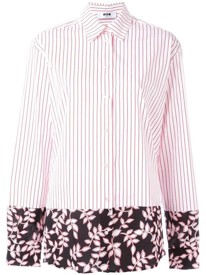 Msgm Contrasting Hem Shirt, Women's, Size: 40, Red, Cotton