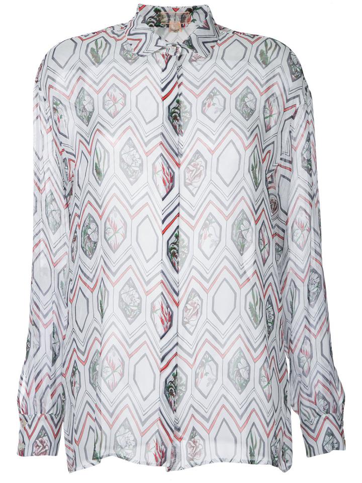 Giambattista Valli - Geometric Printed Shirt - Women - Silk - 38, White, Silk