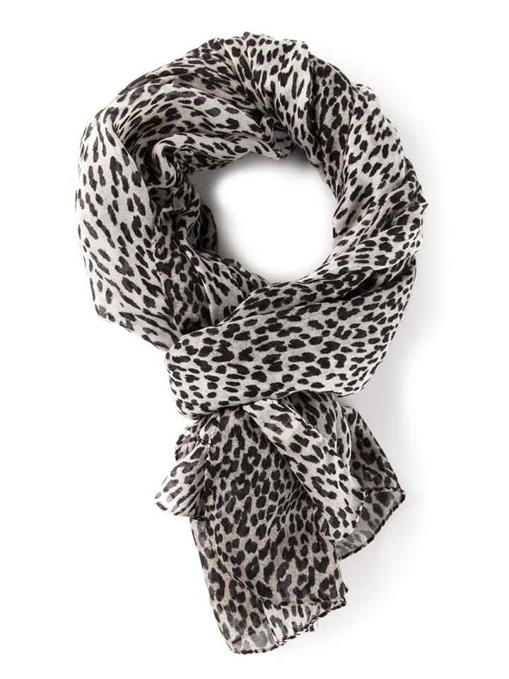 Saint Laurent Babycat Scarf, Women's, White, Silk