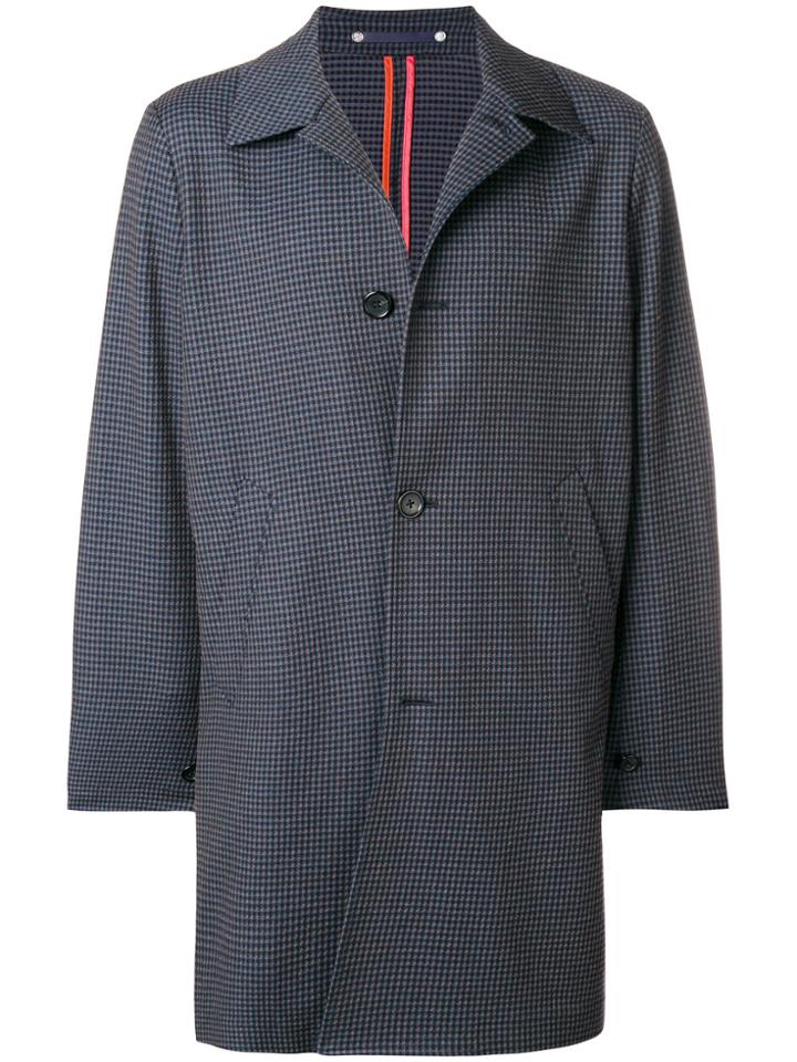 Ps By Paul Smith Houndstooth Unlined Mac - Blue