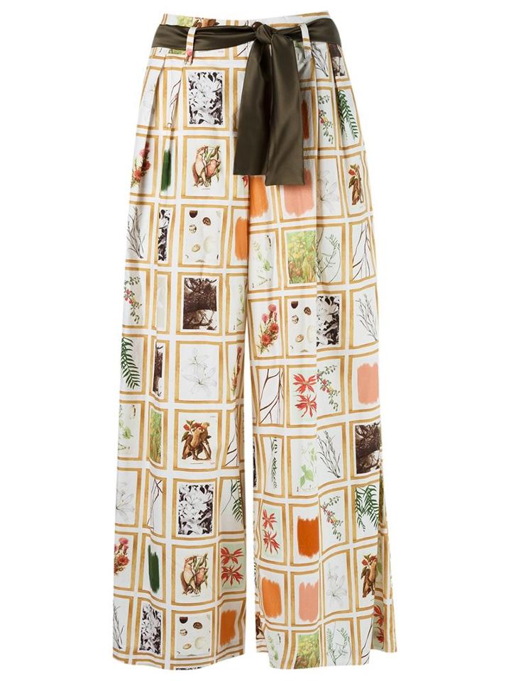 Isabela Capeto Print Wide Leg Trousers, Women's, Size: 40, Nude/neutrals, Cotton