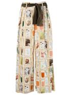 Isabela Capeto Print Wide Leg Trousers, Women's, Size: 40, Nude/neutrals, Cotton