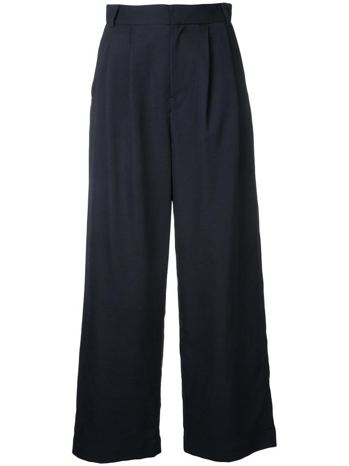 Cityshop - Wide-leg Cropped Jeans - Women - Linen/flax/polyester/cupro - 38, Blue, Linen/flax/polyester/cupro