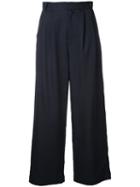 Cityshop - Wide-leg Cropped Jeans - Women - Linen/flax/polyester/cupro - 38, Blue, Linen/flax/polyester/cupro