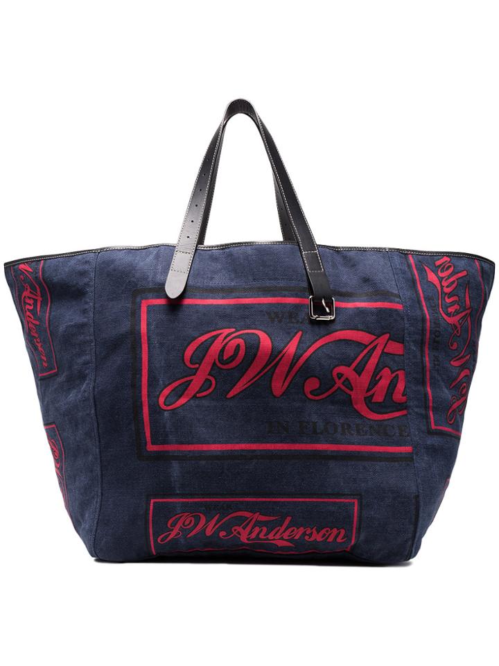 Jw Anderson Logo Printed Tote - Blue