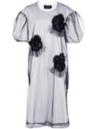 Simone Rocha Tulle Appliqué Sheer Dress - White
