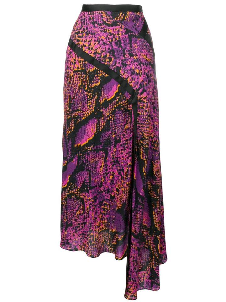 House Of Holland Snakeskin Print Asymmetric Skirt - Pink