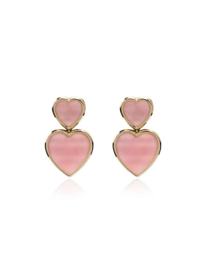 Retrouvai Opal Heart Earrings - Pink