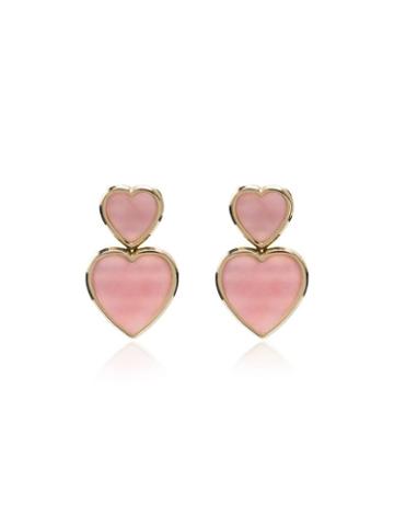 Retrouvai Opal Heart Earrings - Pink