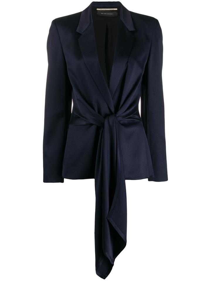 Roland Mouret V-neck Tie Waist Blazer - Blue
