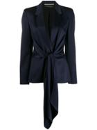 Roland Mouret V-neck Tie Waist Blazer - Blue