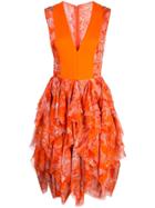Antonio Berardi V-neck Ruffle Dress - Orange