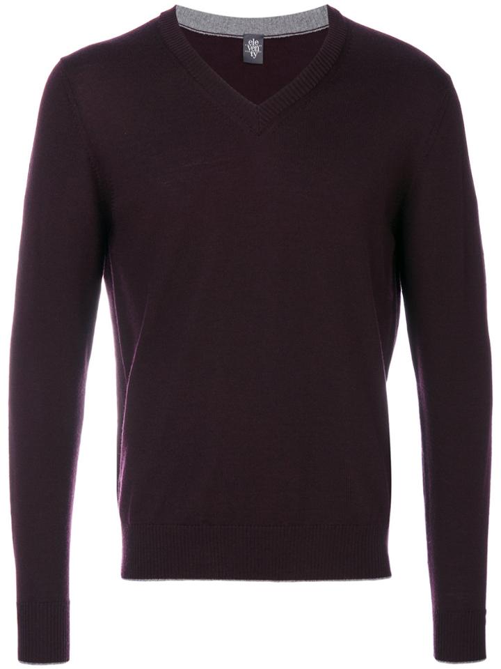 Eleventy V Neck Sweatshirt - Red
