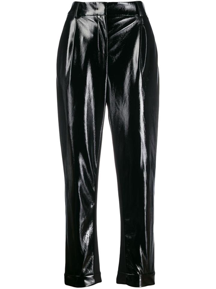 Liu Jo Varnished Effect High-waisted Trousers - Black