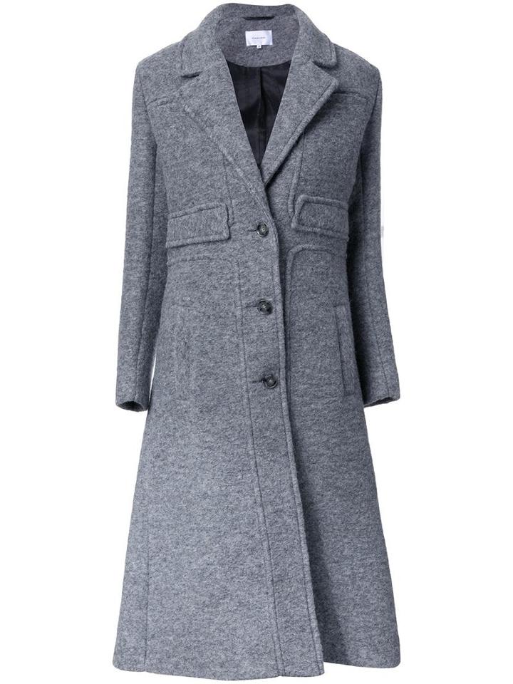 Carven Buttoned Coat, Women's, Size: 36, Grey, Nylon/wool