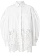 Burberry Macramé Lace Panel Cotton Oxford Shirt - White