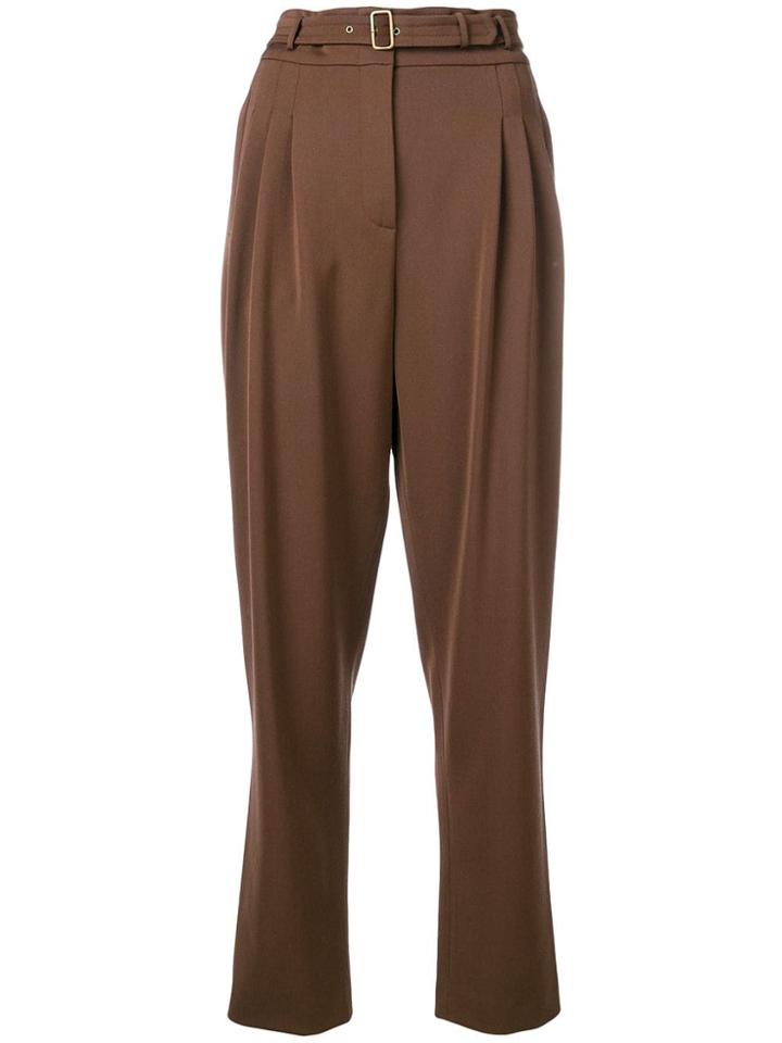 Alberta Ferretti High-waisted Belt Trousers - Brown