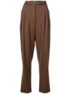 Alberta Ferretti High-waisted Belt Trousers - Brown