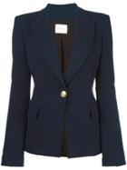 Pierre Balmain Single Button Blazer, Women's, Size: 42, Blue, Cotton/polyamide/spandex/elastane/spandex/elastane