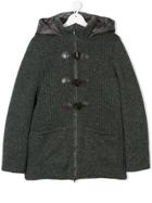 Herno Kids Hooded Toggle Front Coat - Grey
