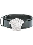 Versace 'palazzo Medusa' Belt, Women's, Size: 90, Black, Calf Leather/palladium
