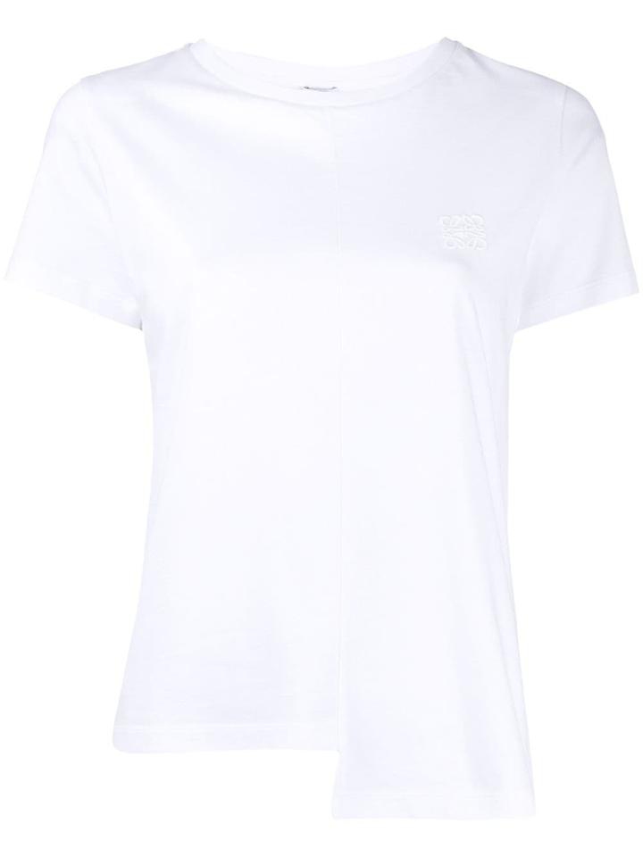 Loewe Asymmetric Hemline Embroidered Logo T-shirt - White