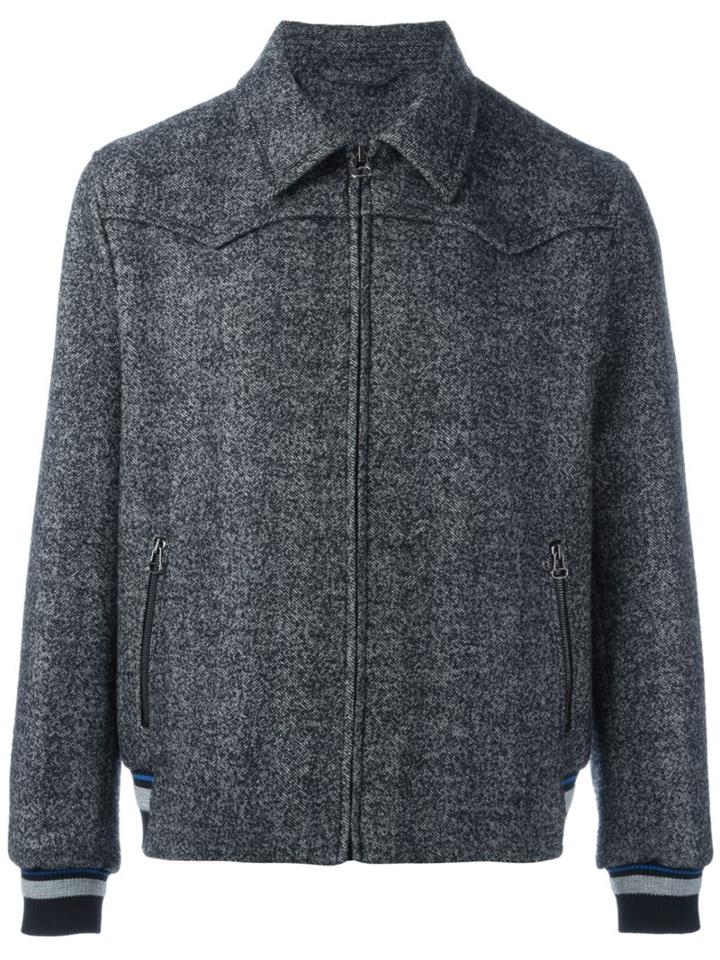 Lanvin Classic Collar Bomber Jacket, Men's, Size: 46, Grey, Acrylic/nylon/polyester/virgin Wool