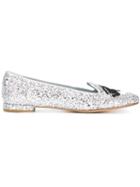 Chiara Ferragni Flirting Glitter Slippers, Women's, Size: 39, Grey, Patent Leather/leather/rubber
