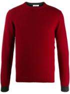 Sun 68 Contrast Cuff Logo Jumper - Red