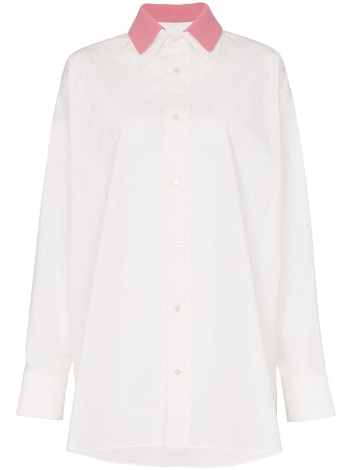 Plan C Contrast Collar Shirt - White