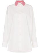 Plan C Contrast Collar Shirt - White