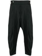 Odeur Drop-crotch Pinstriped Trousers - Black