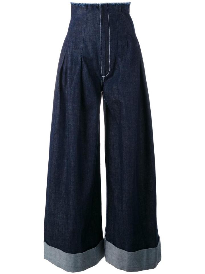 Jacquemus Denim Palazzo Pants, Women's, Size: 34, Blue, Cotton