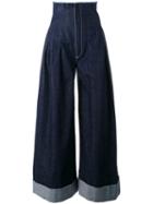 Jacquemus Denim Palazzo Pants, Women's, Size: 34, Blue, Cotton