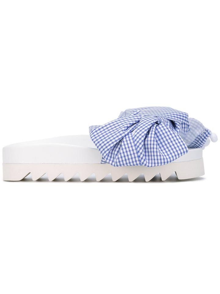 Joshua Sanders Checked Bow Pool Slides - Blue