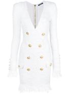 Balmain Distressed Style Dress - White