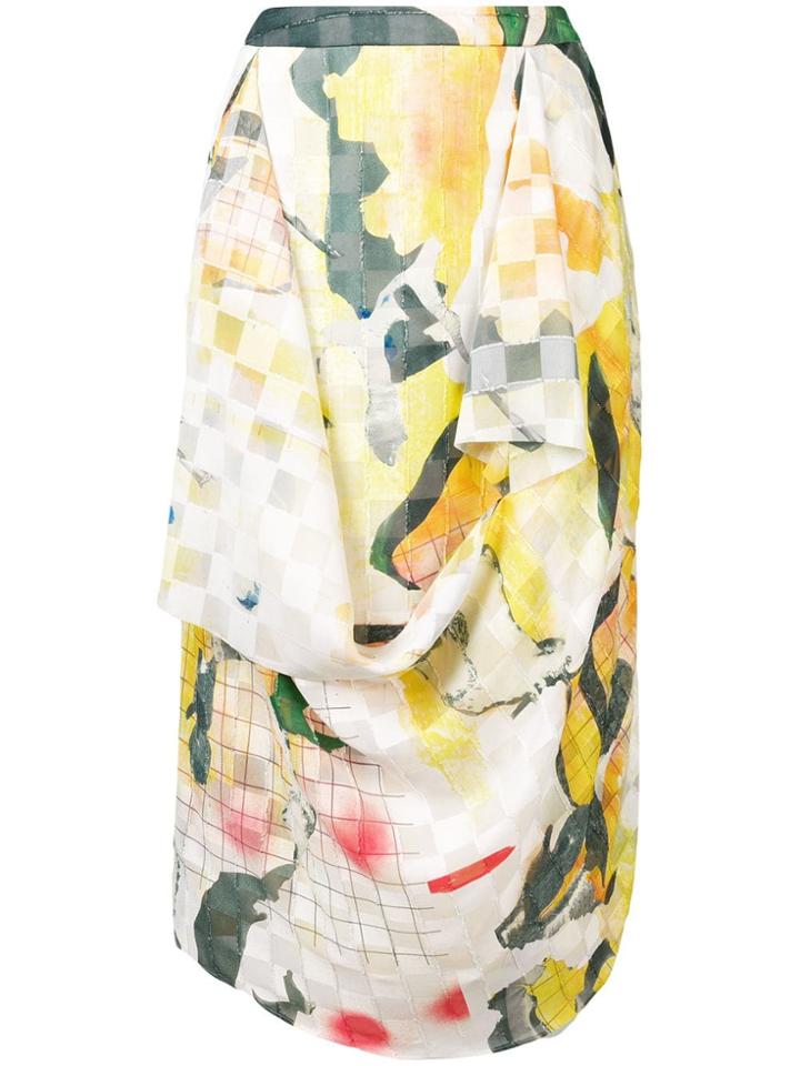 Chalayan Draped Printed Skirt - Yellow