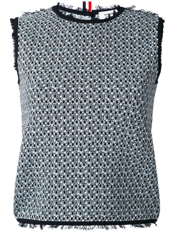 Thom Browne - Fringe Trim Top - Women - Cotton - 40, Blue, Cotton