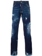 Dsquared2 - Ski Distressed Flared Jeans - Men - Cotton/polyester/polyurethane/spandex/elastane - 44, Blue, Cotton/polyester/polyurethane/spandex/elastane