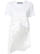 Haider Ackermann Ruffled Asymmetric T-shirt, Women's, Size: Small, White, Silk/cotton