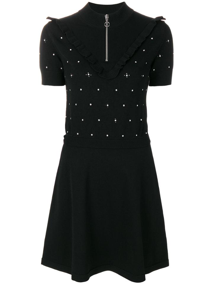 Red Valentino Studded Frill Trim Sweater Dress - Black