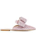 Polly Plume Bow Pointed Mules - Pink & Purple