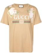 Gucci Vintage Logo Floral Patch T-shirt - Brown