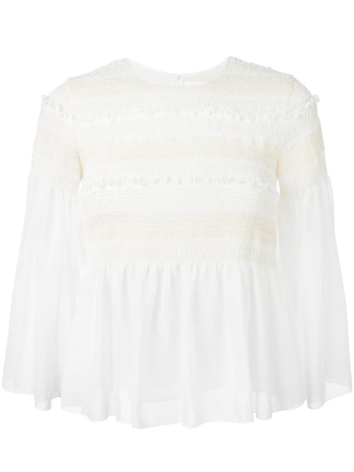 See By Chloé Smocked Sheer Blouse - White