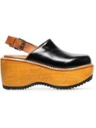 Marni Leather Platform 80 Slingback Clogs - Black