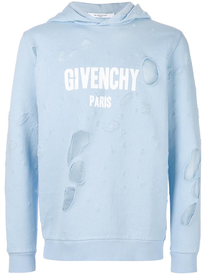 Givenchy Distressed Hoodie - Blue