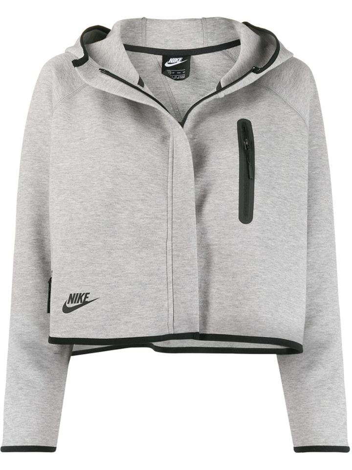 Nike Tech Fleece Cropped Hooded Jacket - Grey
