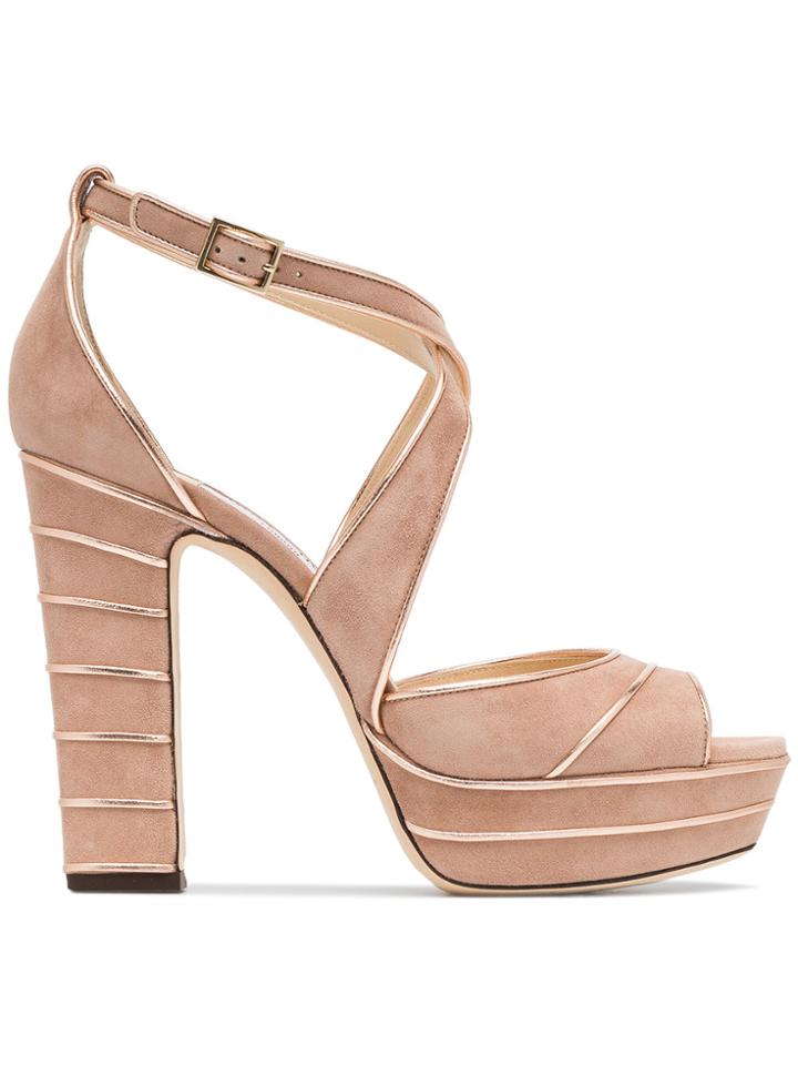 Jimmy Choo Ballet Pink April 120 Suede Platform Sandals - Pink &