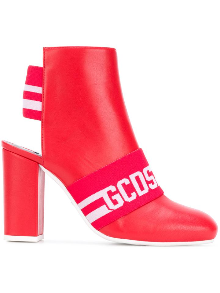 Gcds Colourblock Logo Ankle Boots - Red